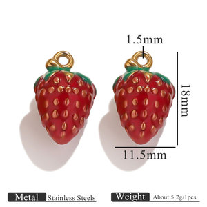 Custom Luxury 14k 18k Gold Plated 316L Stainless Steel Jewelry Strawberry Charms for <b>Bracelet</b> Necklace Jewelry Making - Product Image 6