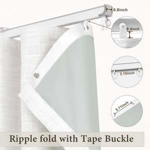 ผ้าม่านยาวพับได้สีน้ำตาลผ้าลินินผ้าโพลีเอสเตอร์ผสมสำหรับห้องนั่งเล่น - Product Image 2