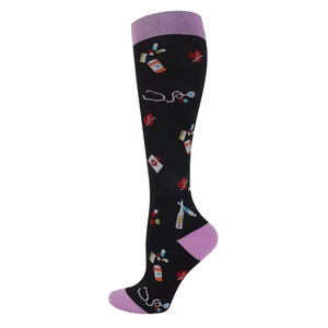 Hot Sale 15-20 mmHg Graduated Comfort Sports Nurse Support Nylon <strong>Knee</strong> <strong>High</strong> Compression <strong>Socks</strong> - Product Image 5