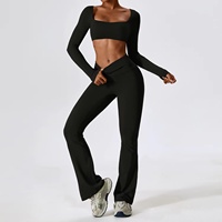 Nouvel Ensemble de Yoga 2 Pièces à Manches Longues Recyclé Joyyoung, Qualité Supérieure, Taille Plus, pour Femme - Vente en Gros et Personnalisation