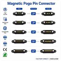 Connecteur magnétique Pogo Pin mâle-femelle 5P avec oreilles, câble USB et boîtier en laiton