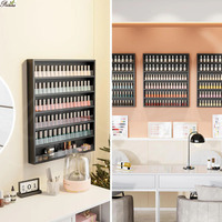 Precio de Fábrica, Organizador de Esmalte de Uñas Profesional de Madera Pulida de 6 Niveles para Montar en la Pared con Separador Acrílico, Superventas