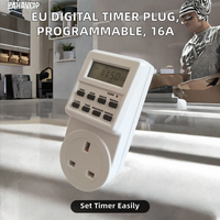 Minuteur de cuisine numérique programmable hebdomadaire Wattsave TE01 EU Type F Standard, prise 250V 13A Max. Courant intégré avec indice de protection IP44