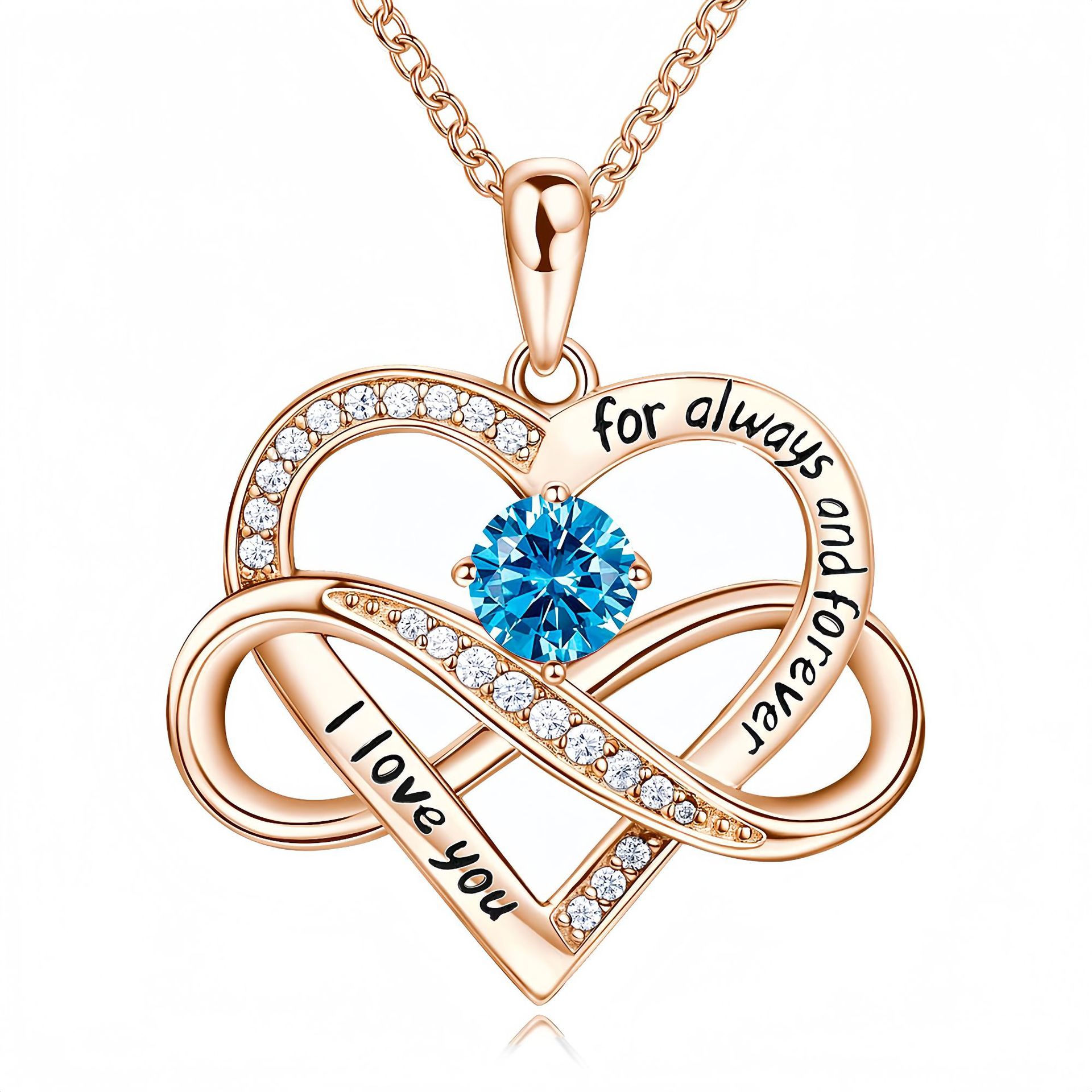 Necklace rose gold with blue diamonds