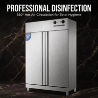 Sterilisator Udara Panas Profesional 800L Suhu Tinggi Pintu Ganda Kabinet Disinfeksi Dapur Komersial Baja Tahan Karat 5 Tahun Garansi