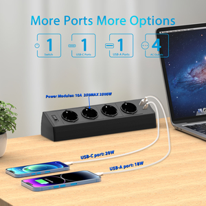 Enchufe de escritorio con abrazadera USB C PD de 20W, 10A, cable de 3M, <span class=keywords><strong>material</strong></span> ABS, toma de corriente con abrazadera de escritorio de amplio espaciado - Product Image 6
