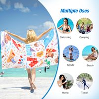 Serviette de plage en microfibre imprimée tendance, séchage rapide, sans sable, douce, grande taille, pour femmes et hommes, vacances d'été à la plage