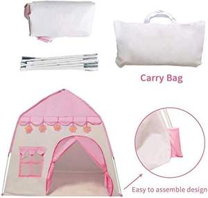 Vente chaude Rose Belle Princesse Filles Grand Château Playhouse Intérieur Jouer Bébé Maison Enfants Jouer Tente avec Étoiles Lumières Jouet - Product Image 4