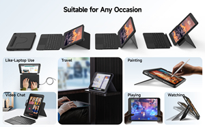 Chất lượng cao trường hợp bàn phím cho iPad 7/8/9 với khe cắm bút có thể tháo rời Touchpad có thể gập lại đèn nền cử chỉ điều khiển <span class=keywords><strong>Ergonomic</strong></span> - Product Image 2