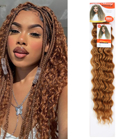 Rambut Crochet Deep Wave Gaya BOHO Single Weft Serat Tahan Panas 24 inci 28 inci Ekstensi Kepang Sintetis Ocean Wave
