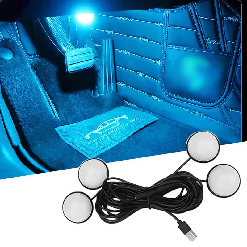 Lâmpada led para ambientes automotivos, 3 cores, atmosfera automotiva, festa, decorativa, estrela, lâmpada para interior do carro, uma com quatro lâmpadas noturnas