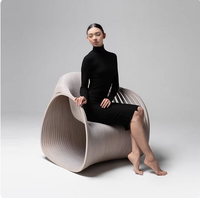 Chaise Paramétrique en Bois Massif, Chaise d'Attente pour Hôtel, Mobilier Paramétrique, Chaise en Bois Paramétrique