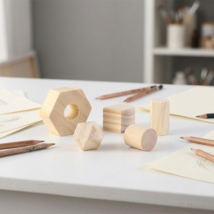 Cubo de Madera sin Acabado al por Mayor con Orificio, Bloques de Madera DIY, Dados, Suministros de Madera para Manualidades OEM - Product Image 2