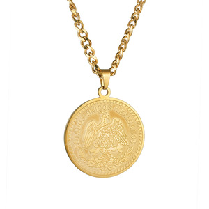MECYLIFE Moneda Mexicana Centenario Mexicano Moneda 50 Pesos Colgante Cadena Medalla Collar Acero Inoxidable Collar Hombre - Product Image 5