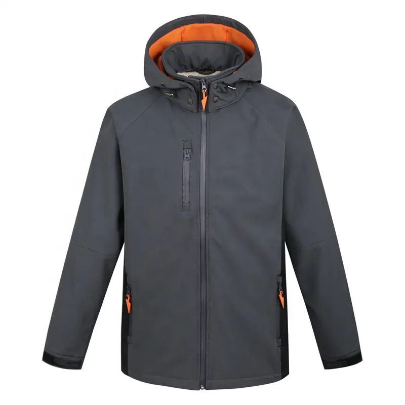 Individuelles Logo Arbeitskleidung Uniform für draußen wasserdicht Sport warm Winter mit Kapuze 3 Schichten gebundene winddichte Herren Softshell Jacken