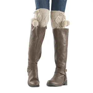 Lady Autumn Winter Knitting Leg Warmers Shins Socks Boots Stocking Knee Warmer