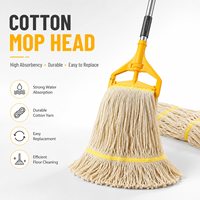 Recharges de balai serpillère en coton robustes et écologiques pour usage commercial, tête de balai en coton jaune personnalisée à forte absorption d'eau, remplacement