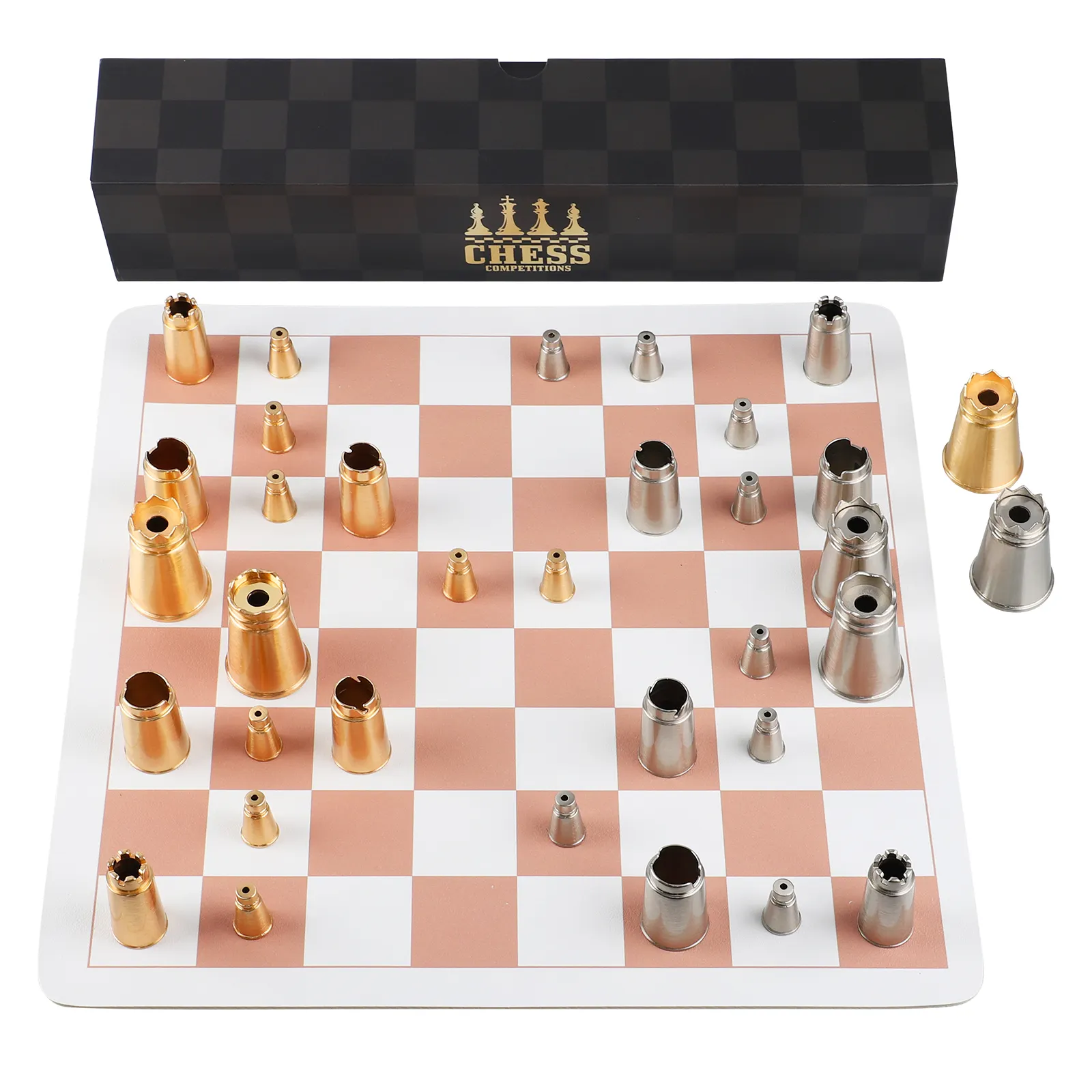 Mini jeu d'échecs de poche échiquier de luxe échiquier extérieur en métal