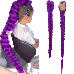 Peluca trenzada morada Rumi, cola de caballo de 66cm, 140g, fibra Kanekalon, pelo sintético resistente al calor para cosplay y uso diario - Product Image 5