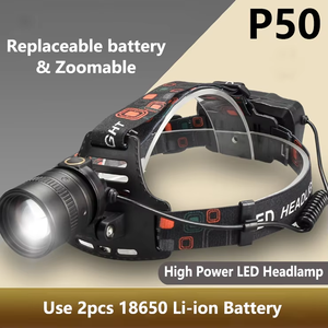 Lampada Frontale LED JF P90 Ricaricabile con <span class=keywords><strong>Batteria</strong></span> 18650, 90° Regolabile per Campeggio, Caccia e Pesca - Product Image 3