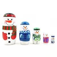 5 деревянных рождественских кукол-гнездо, снеговик, Матрешка, 5-слойная деревянная русская гнездовая Рождественская Кукла-матрешка