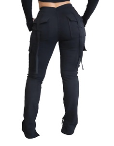 Conyson New Design Cargo Pant Ladies Casual Drawstring <strong>Split</strong> <strong>Trouser</strong> Woman Clothes Polyester Pants With Pocket Women <strong>Trousers</strong> - Product Image 2