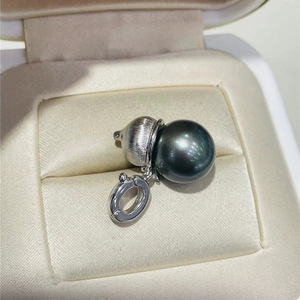 S925 <b>Silver</b> Pendant DIY Accessory with Gourd Style 10-13mm Beads and Gold Plated Empty <b>Bracket</b> Necklace Pendant 31099 - Product Image 4