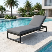 Chaise longue moderne simple ou double pour hôtel et complexe hôtelier avec coussin, résistante aux UV, structure en aluminium durable, mobilier de piscine