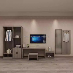 Budget-friendly Modern Hotel Bedroom Furniture Sets Single <b>Twin</b> Wooden <b>Bed</b> <b>Frame</b> With Headboard Nightstands Wardrobe & TV Stand - Product Image 2