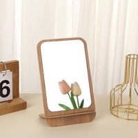 Miroir de maquillage de voyage portable en bambou Vente en gros