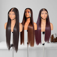 Pelucas vietnamitas lisas de cabello humano 100% natural, SDD Super Double Drawn, listas para usar, pre-cortadas, HD, sin pegamento, con encaje frontal.