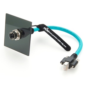Câble Ethernet GigE Vision M12 X Code à montage sur panneau vers RJ45 Cat6A 10 Gbit/s avec contacts en cuivre plaqué or pour capteurs PLC et caméras - Product Image 1