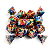 Ensemble de dés en acrylique marbré arc-en-ciel, 7 pièces, logo personnalisé, dés polyédriques à bords vifs pour jeux de rôle Dungeons & Dragons, vente en gros OEM