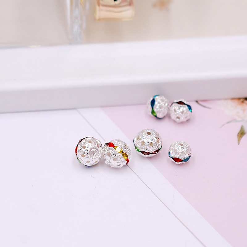 7 silver base mixed color diamonds