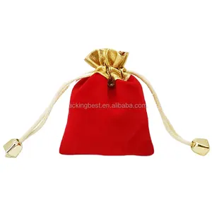 China packing pouch manufacture custom wholesales Red small jewelry USB bracelet ring Cosmetic Makeup velvet pouch bag