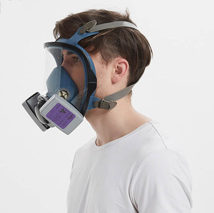 CE <span class=keywords><strong>Respirator</strong></span> wajah penuh, masker Gas pencegah asap debu, lapisan kimia anti-radiasi untuk semprot otomotif - Product Image 3