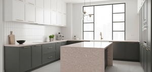 Grande dalle de quartz rose vietnamien de 20 mm d'épaisseur, dalle de quartz moderne avec design 3D pour cuisine, hôtel, salle de bain et hôpital - Product Image 5