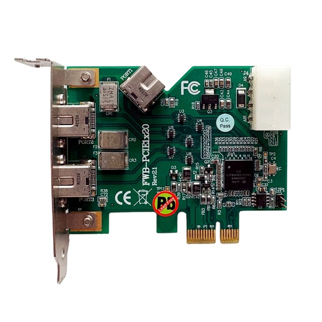 IOI Industrial Computer Embedded FWB-PCIE1x20 REV.2.1 3-port OHCI 1.2 Compliant IEEE 1394b to PCI Express X1 Host Card