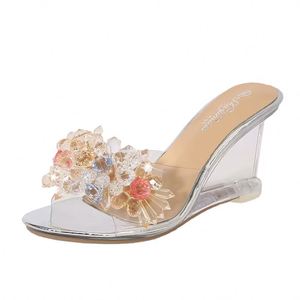 High <b>Heels</b> Women's Retro Floral Platform Outdoor Slides Slippers Comfortable Heeled Sandals with EVA Outsole and PU Insole - Product Image 1
