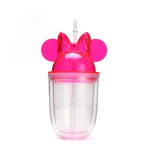 Vaso de Plástico de Doble Pared con Tapa de Dibujos Animados, Vaso de <span class=keywords><strong>Mickey</strong></span> <span class=keywords><strong>Mouse</strong></span> de 650 ml con Tapa con Orejas y Pajita - Product Image 6