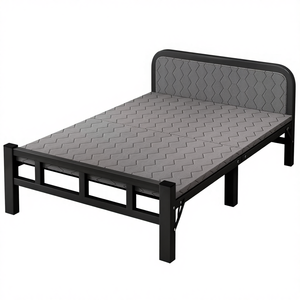 Односпальная современная раскладная кровать для дома, для взрослых и детей, с железным каркасом, для офиса, простая, для обеденного перерыва, для арендного помещения, для общежития, металлическая кровать - Product Image 1