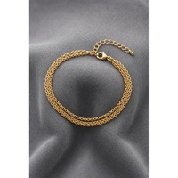Bracelet minimaliste en chaîne dorée pour femme, bijoux tendance avec fermoir mousqueton, design double couche