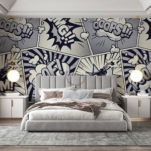 Papel pintado moderno Pop Art Peel and Stick 3D Mural patrón botánico blanco y negro impermeable para sala de estar cómics de estilo antiguo - Product Image 3