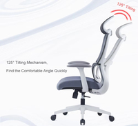 Chaise de direction à dossier haut en tissu contemporain avec appui-tête lombaire réglable Chaise ergonomique de bureau à domicile