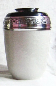 Urna Funeraria de Aluminio Blanco Perla para Cenizas Humanas, Urna Decorativa de Metal para Cenizas de Adultos, Recipiente Conmemorativo para Entierro - Product Image 3
