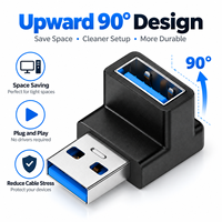 USB 3.0 Rechtwinkliger Adapter A-Stecker auf A-Buchse 90 Grad Nach Oben Verlängerungsanschluss 5 Gbit/s für Laptop PC