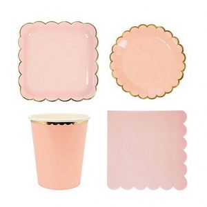 Decoration Paper Plate <b>Set</b> <b>Square</b> Shape Hot Stamping Lace Disposable Party Supplies Tableware - Product Image 2