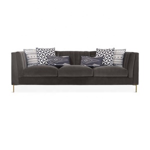 Living Room Gold Metal Legs 3 Seater Mid Century Modern Furniture Sofa Couch For Sale - Product Image 2