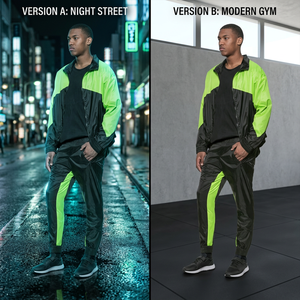 เสื้อแจ็คเก็ตกันลมผู้ชายแบบ Color Blocking สปอร์ต ซิปปิด ทรงปกติ ใส่ได้ในฤดูใบไม้ร่วง สีดำ สีเขียวมะนาว ผลิตจากโพลีเอสเตอร์ - Product Image 5