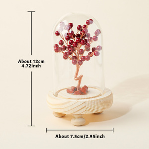 Arbre à argent <span class=keywords><strong>en</strong></span> perles de cinabre <span class=keywords><strong>en</strong></span> gros avec cloche <span class=keywords><strong>en</strong></span> <span class=keywords><strong>verre</strong></span>, ornement fait à la main, bonsaï <span class=keywords><strong>en</strong></span> cristal, base <span class=keywords><strong>en</strong></span> bois pour cadeau du Nouvel An chinois - Product Image 2